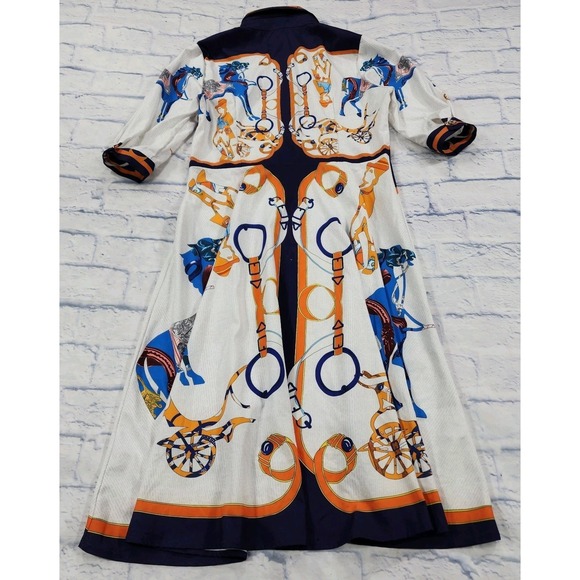 Dalia MacPhee Dress WOMENS L Equestrian Horse Print Shirt Dress Hi Low - Picture 13 of 16